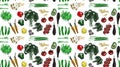 Bright pattern of vegetables on a transparent, black or color background. Tomatoes, broccoli, avocado, onions, eggplant, carrots,